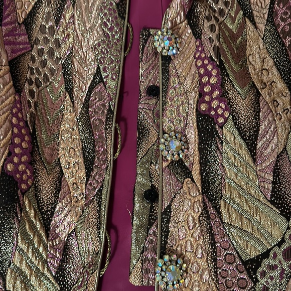Rare Vintage Gold shimmer & shine brocade cocktail jacket. Woman’s 10. - Picture 12 of 14